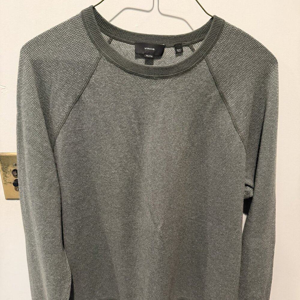 Vince XXL Textured Knit Sweater Green Pullover Luxury Crewneck